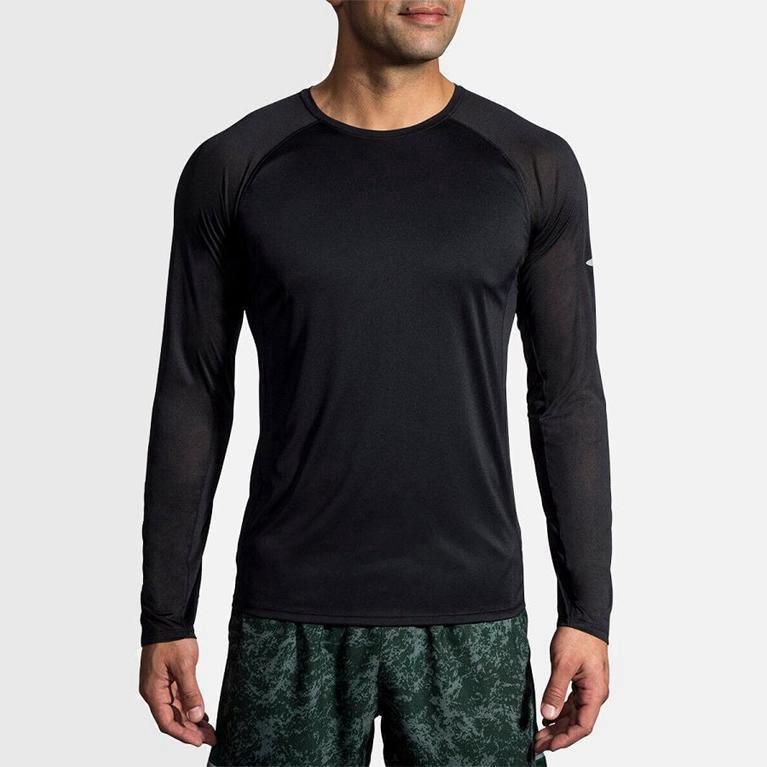 Camiseta Manga Longa Para Corrida Brooks Stealth Masculino Brasil - Cinzentas (58937IGNH)